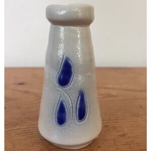 Vtg Colonial Williamsburg Pottery Cobalt Salt Glazed Flower Bud Vase Small 3.25"